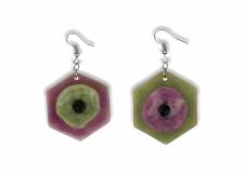 Colorful round green earrings.
