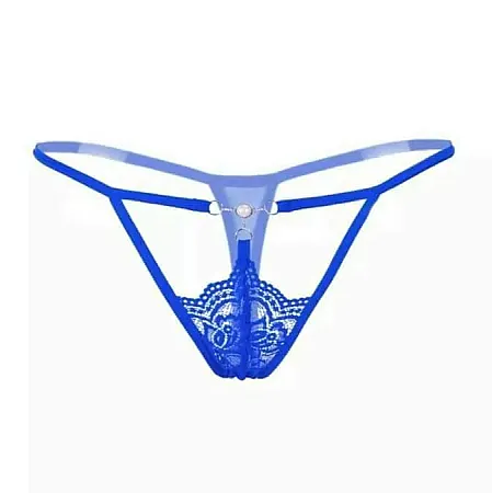 sexy string εσώρουχο  με διακοσμητική πέρλα σε μπλε χρώμα