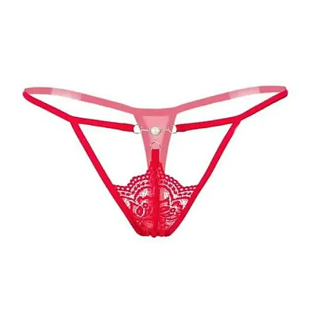 sexy εσώρουχο string με διακοσμητική πέρλα,one size,από spandex σε κόκκινο  χρώμα