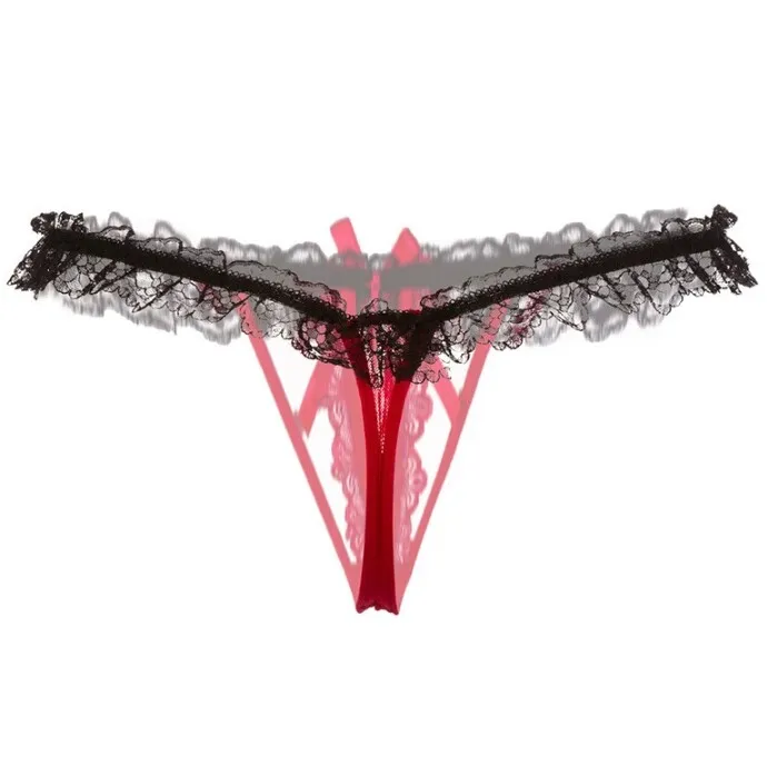 Sexy String  εσώρουχο  με σειρά από πέρλες κόκκινο.