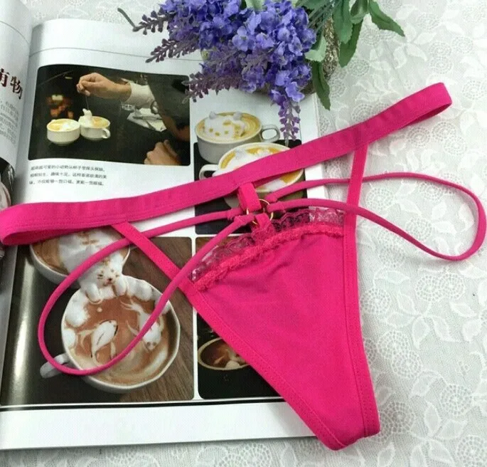 sexy εσώρουχο string, one size,από cotton και spandex σε ροζ χρώμα.