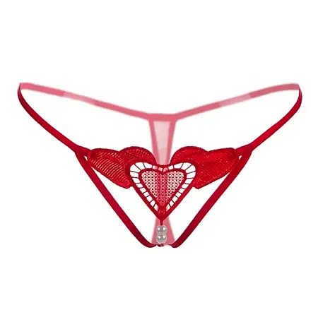 Sexy string καρδιά με πέρλες σε κόκκινο χρώμα..