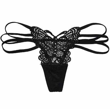 sexy string , one size,από βαμβάκι και spandex χρώματος μαύρο.