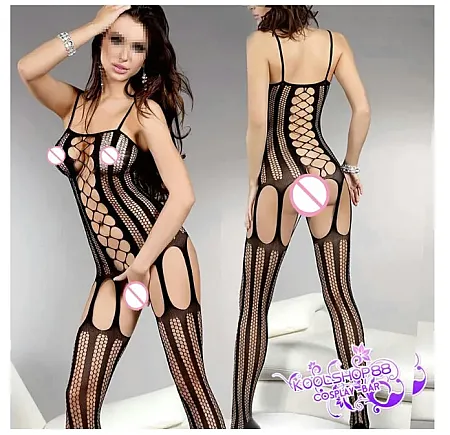 Sexy ολόσωμο ελαστικό κορμάκι one size σε μαύρο χρώμα.