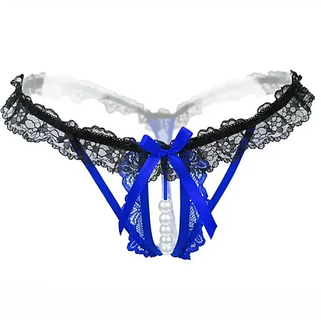 Sexy string  εσώρουχο  με σειρά από πέρλες μπλε.