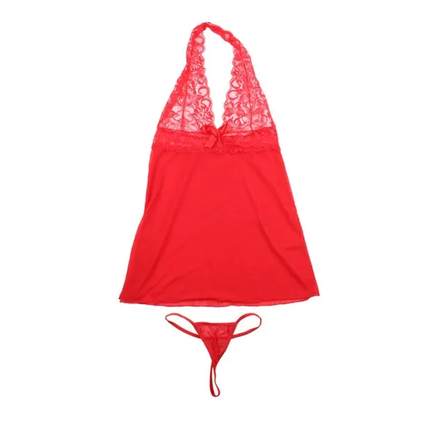 Set babydoll με string σε κόκκινο χρώμα.