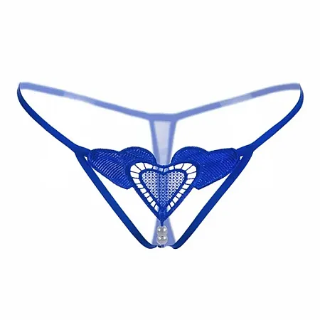 Sexy string καρδιά με πέρλες σε μπλε χρώμα.