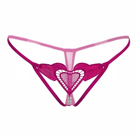 Sexy string καρδιά με πέρλες σε rose red χρώμα.