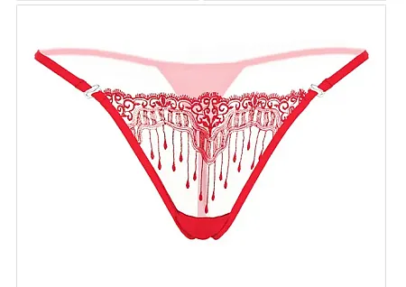 Sexy string από Spandex,Nylon one size με κρόσια σε κόκκινο χρώμα.