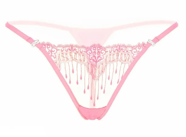Sexy string από Spandex,Nylon one size με κρόσια σε ροζ χρώμα.
