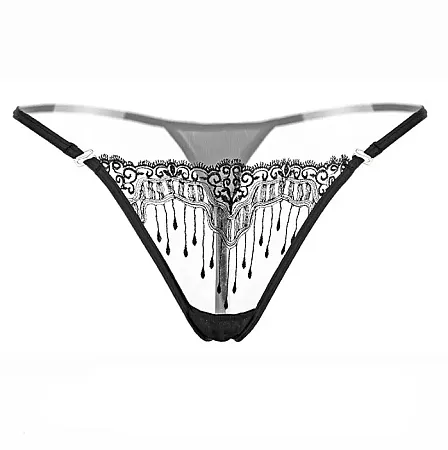 Sexy string από Spandex,Nylon one size με κρόσια σε μαύρο χρώμα.