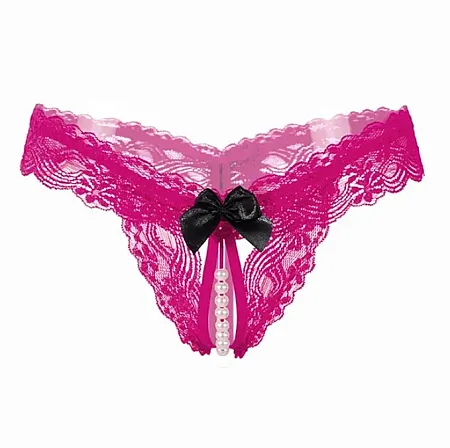String με σειρά από πέρλες και φιόγκο από Spandex,Nylon one size σε hot pink χρώμα.