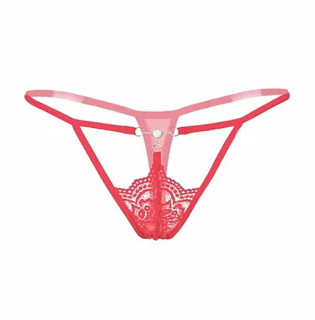 sexy εσώρουχο string με διακοσμητική πέρλα  κοραλί.