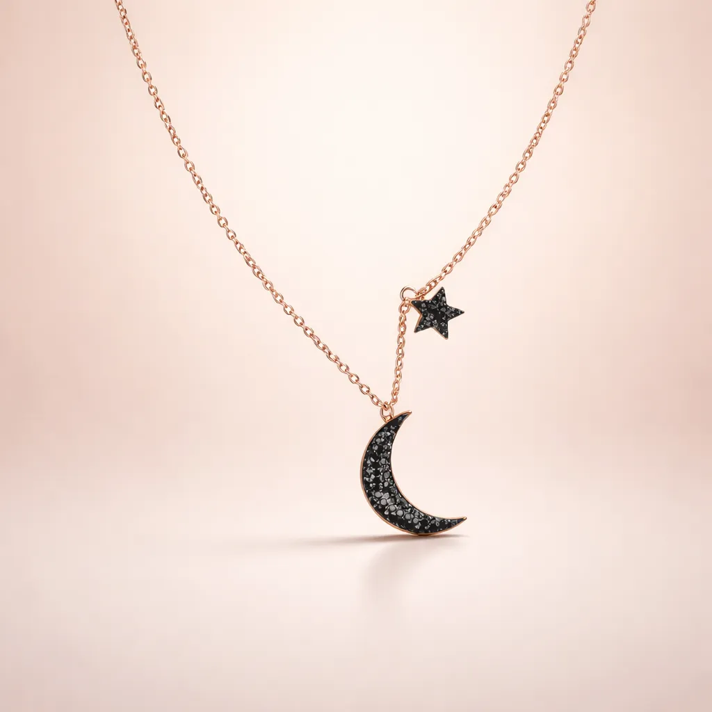 Κολιέ Celestial Midnight Moon & Star – Ανοξείδωτο Ατσάλι