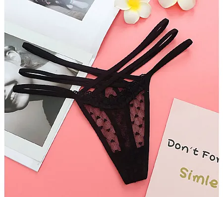 String από Nylon και spandex one size σε μαύρο χρώμα.