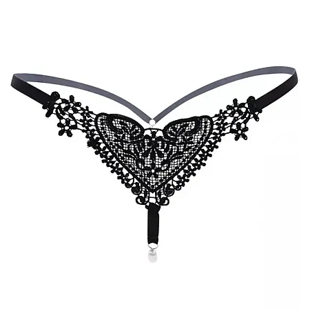 String με πέρλες από Nylon,Polyester,Cotton σε μαύρο χρώμα one size.