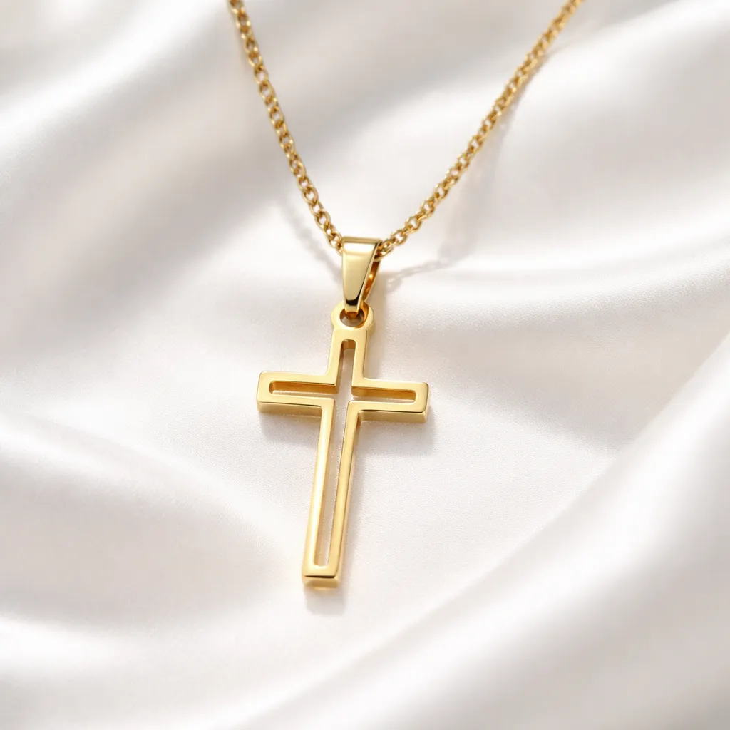 Κολιέ Geometric Faith Gold Cross – Ανοξείδωτο Ατσάλι