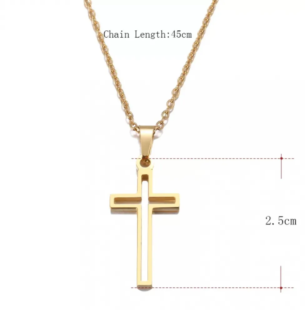 Κολιέ Geometric Faith Gold Cross – Ανοξείδωτο Ατσάλι