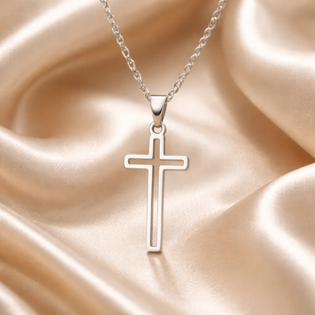 Κολιέ Geometric Faith Cross – Ανοξείδωτο Ατσάλι
