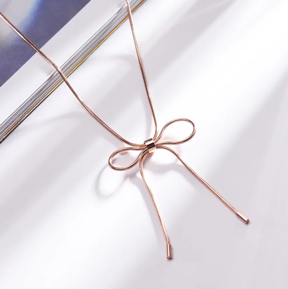 Κολιέ Eternal Bow Lariat – Ανοξείδωτο Ατσάλι