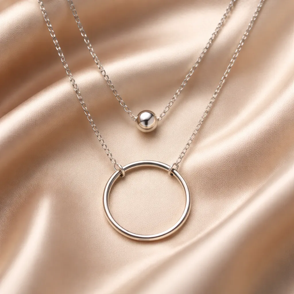 Κολιέ Layered Silver Orbit – Ανοξείδωτο Ατσάλι