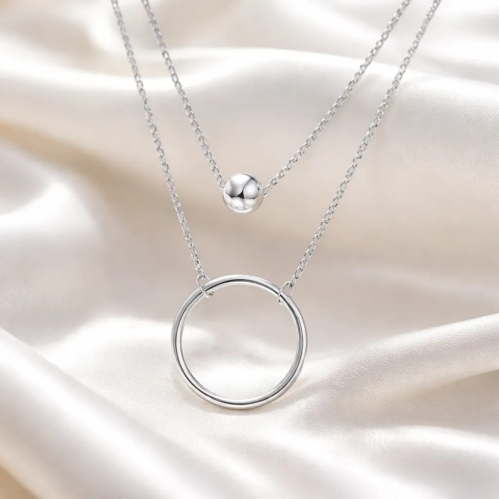 Κολιέ Layered Silver Orbit – Ανοξείδωτο Ατσάλι