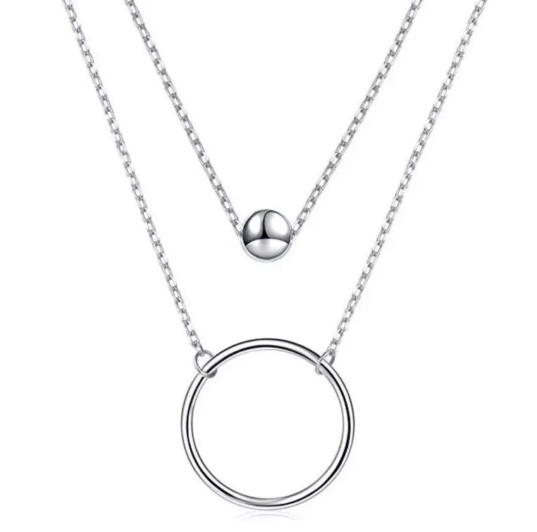 Κολιέ Layered Silver Orbit – Ανοξείδωτο Ατσάλι