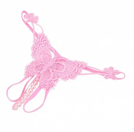 Sexy string με πέρλες ροζ χρώμα.