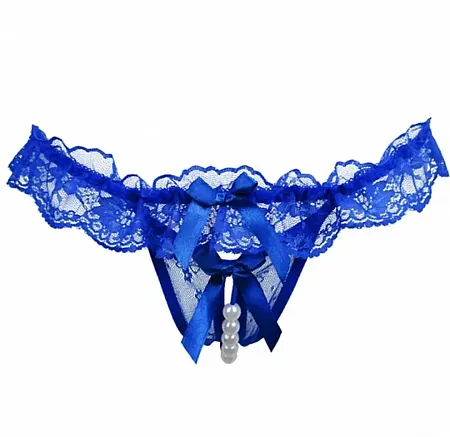Sexy string με φιόγκους μπλε.