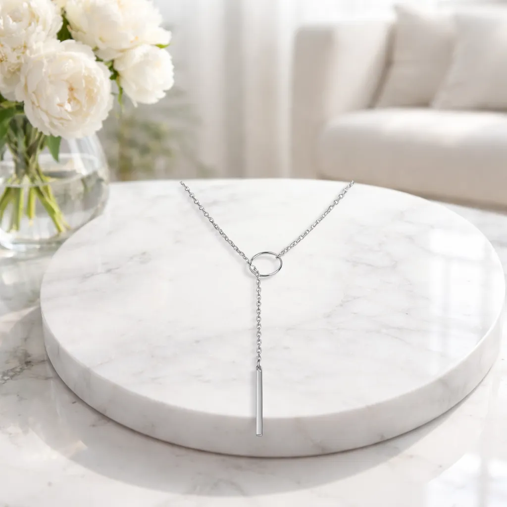 Κολιέ Lariat Circle & Bar – Ανοξείδωτο Ατσάλι