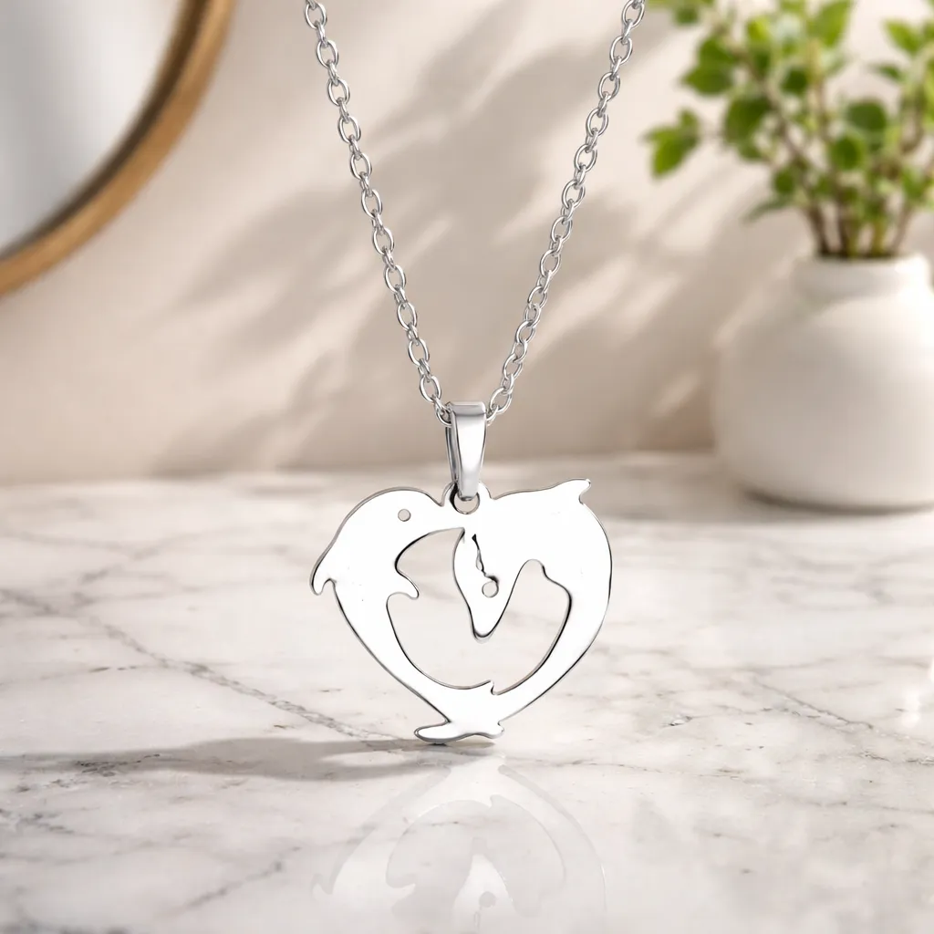 Κολιέ Dolphin Heart Essence – Ανοξείδωτο Ατσάλι