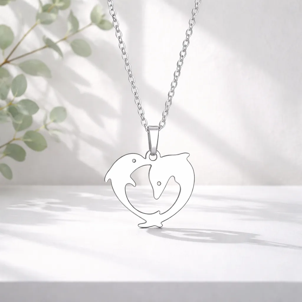 Κολιέ Dolphin Heart Essence – Ανοξείδωτο Ατσάλι