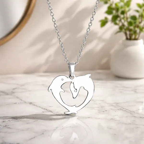 Κολιέ Dolphin Heart Essence – Ανοξείδωτο Ατσάλι