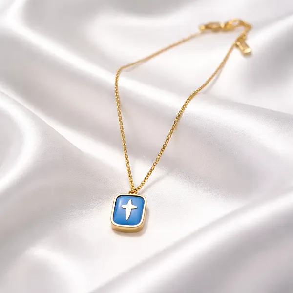 Κολιέ Azure Faith Medallion – Ανοξείδωτο Ατσάλι