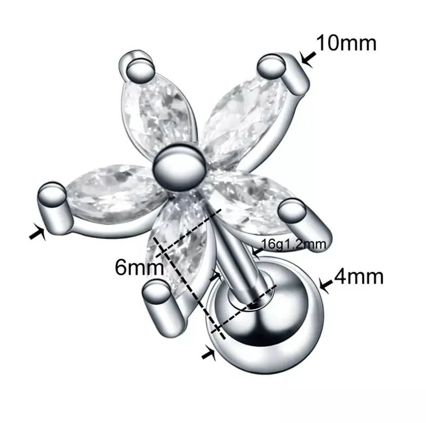 Piercing Steel Crystal Blossom – Ανοξείδωτο Ατσάλι