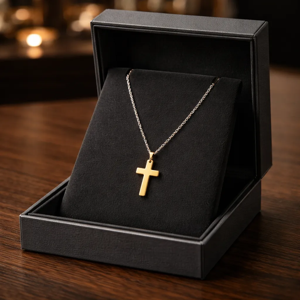 Κολιέ Essential Faith Gold Cross – Ανοξείδωτο Ατσάλι