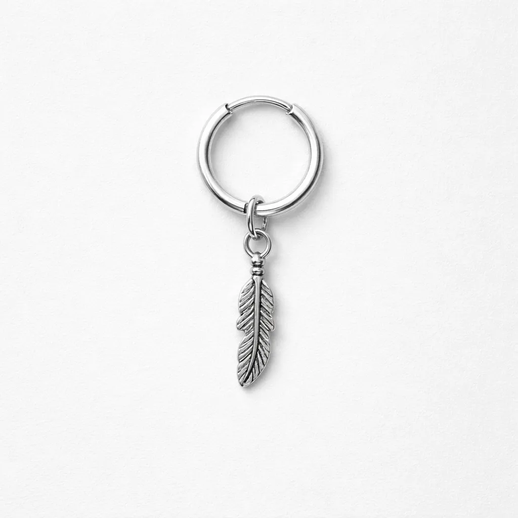 Σκουλαρίκι Steel Feather Hoop – Ανοξείδωτο Ατσάλι