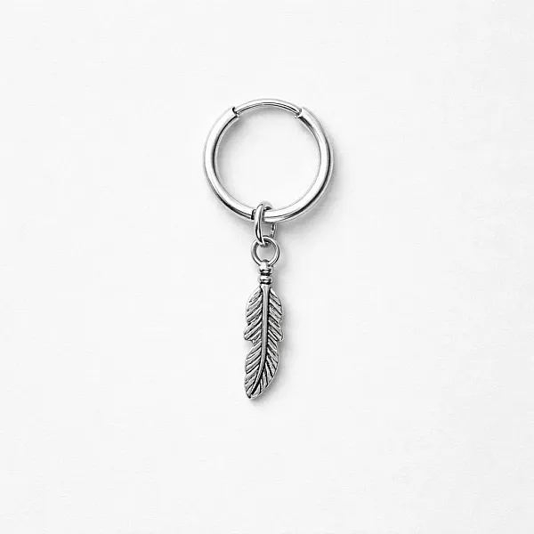 Σκουλαρίκι Steel Feather Hoop – Ανοξείδωτο Ατσάλι