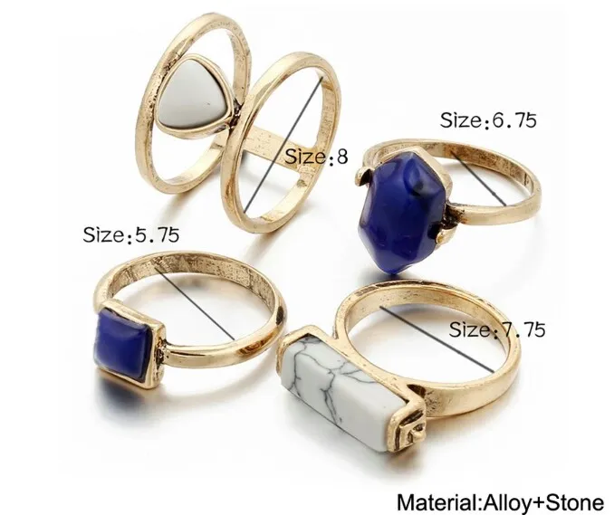 Σετ δαχτυλίδια αποτελούμενα από 4pcs και marble πετρα.