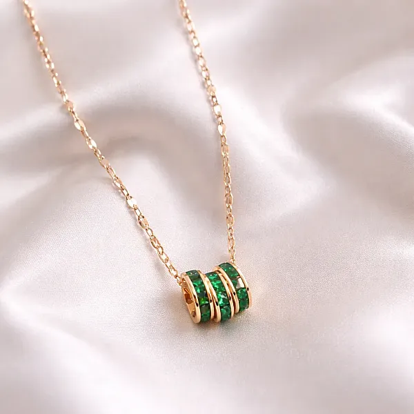 Κολιέ Emerald Radiance Cylinder – Ανοξείδωτο Ατσάλι