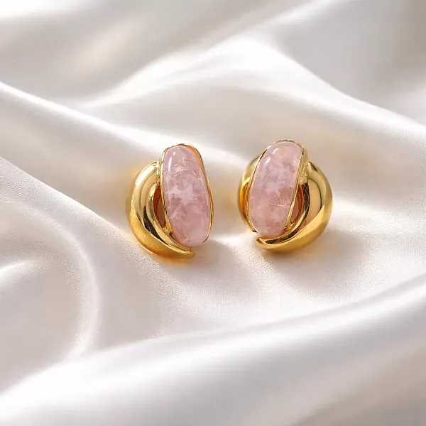 Σκουλαρίκια Rose Blush – Από Ανοξείδωτο Ατσάλι & Ροζ Πέτρα
