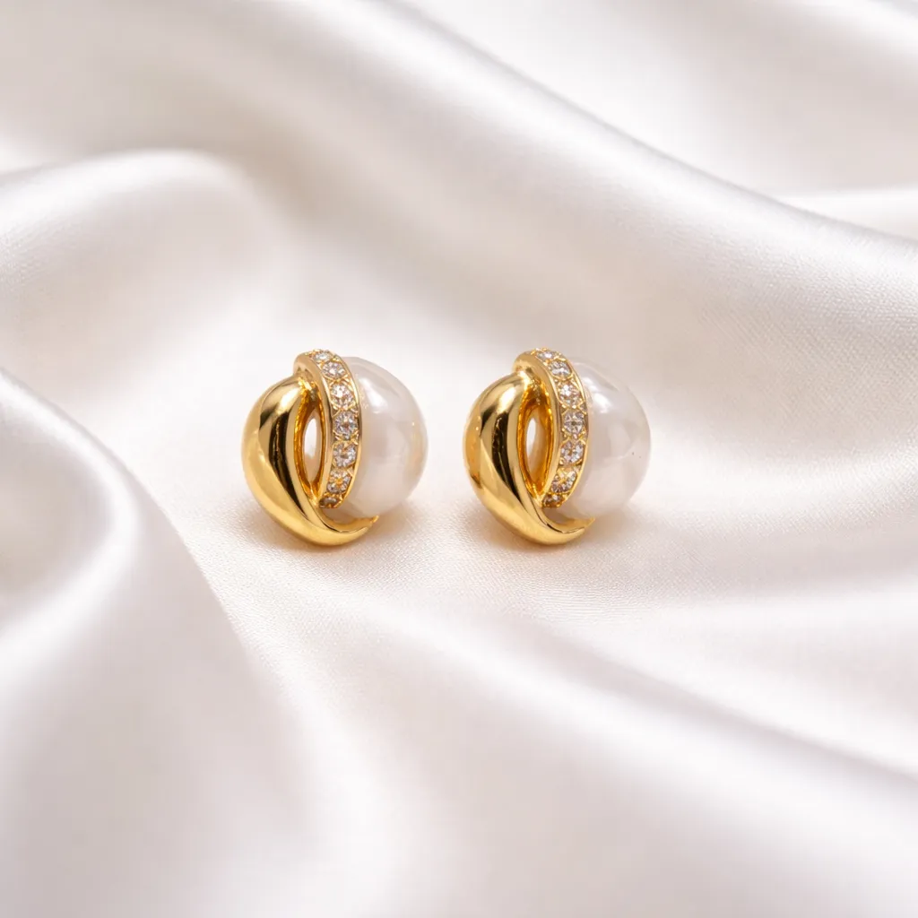 Σκουλαρίκια Royal Pearl– Από Ανοξείδωτο Ατσάλι Πέρλα & Ζιργκόν