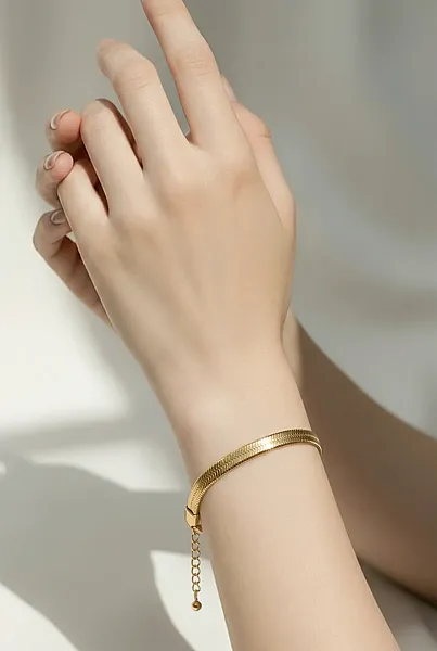 Βραχιόλι Luxury Gold Snake – Χρυσή Αλυσίδα "Φίδι"