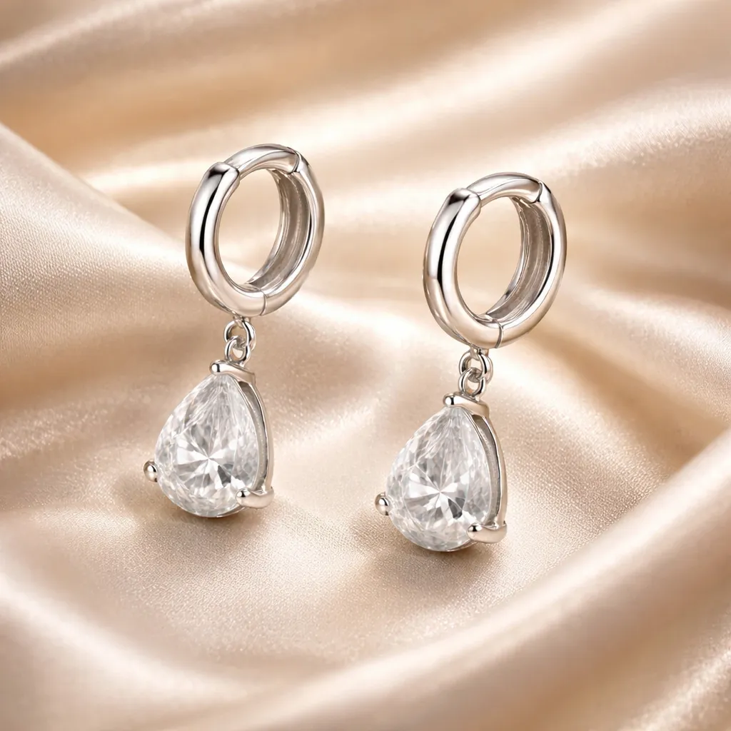 Σκουλαρίκια "Clear Crystal Drop" – Ασημί Ατσάλι
