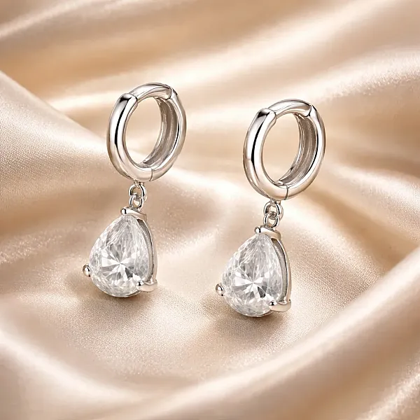 Σκουλαρίκια "Clear Crystal Drop" – Ασημί Ατσάλι
