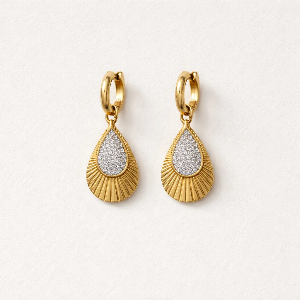 Σκουλαρίκια Gold Radiant Drop – Ανοξείδωτο Ατσάλι
