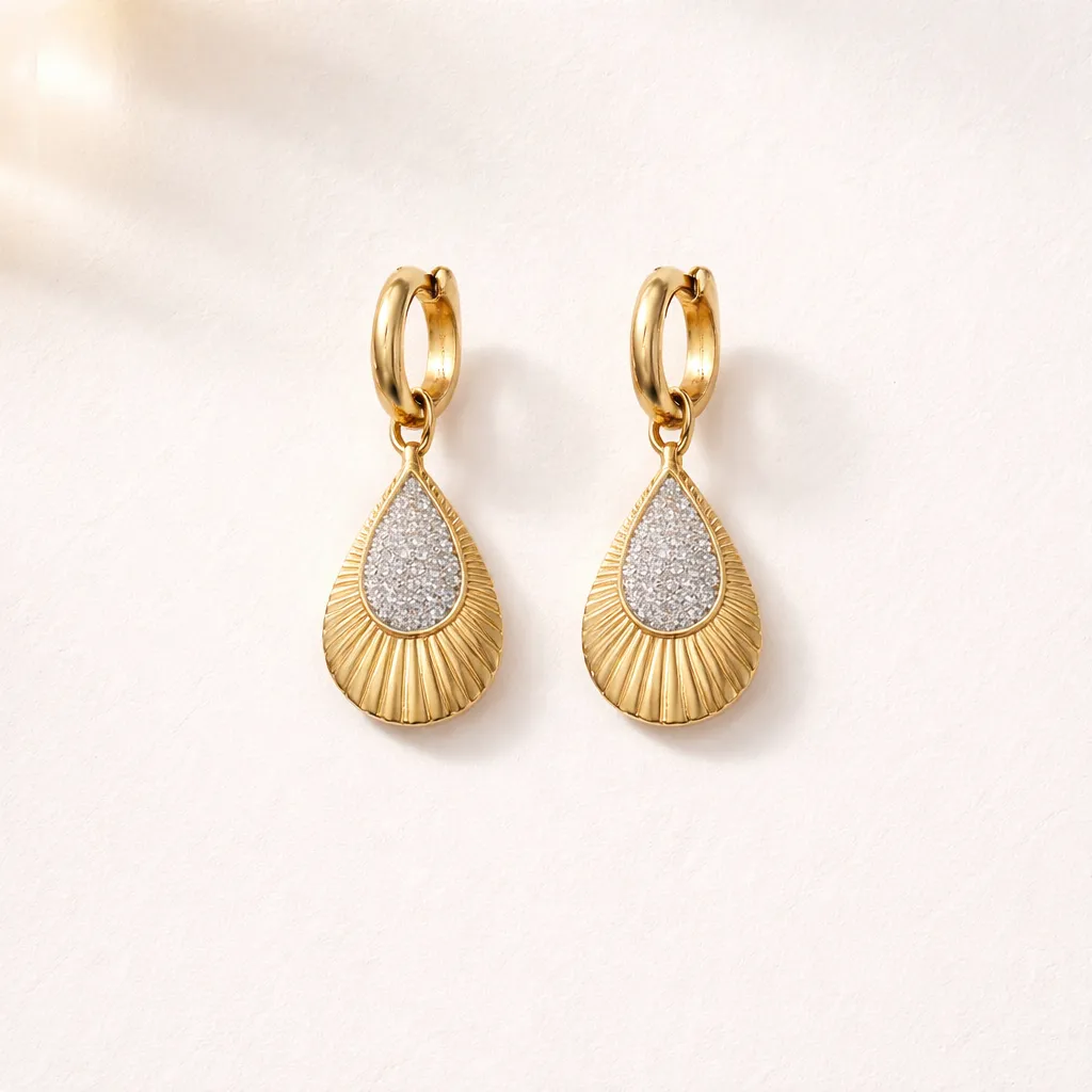 Σκουλαρίκια Gold Radiant Drop – Ανοξείδωτο Ατσάλι