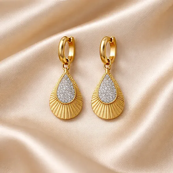 Σκουλαρίκια Gold Radiant Drop – Ανοξείδωτο Ατσάλι