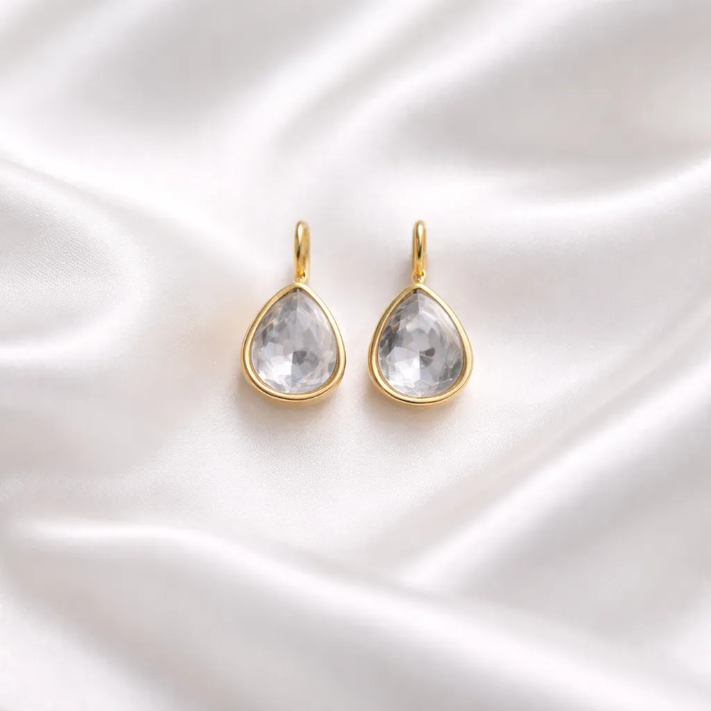 Σκουλαρίκια Clear Teardrop – Χρυσό Ανοξείδωτο Ατσάλι