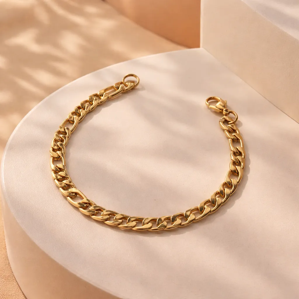 Ανδρικό Βραχιόλι Golden Curb Chain – Επιχρυσωμένο Ατσάλι